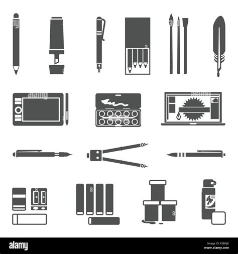 Drawing Tools Icon Set Stock Vector Image And Art Alamy