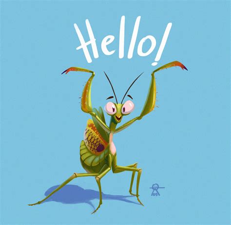 Mantis Mantis Insect Cartoon Cg Characterdesign Science Drawing