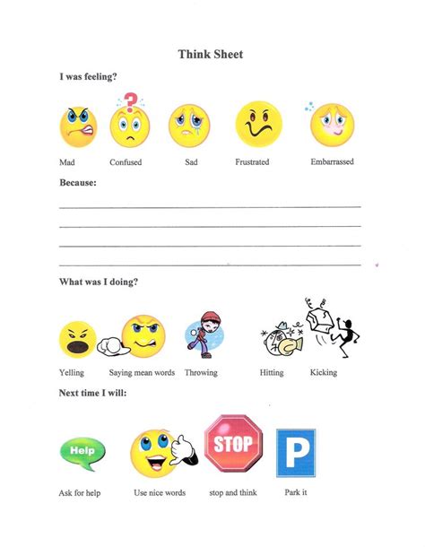 16 Best Think Sheets Images On Pinterest Think Sheet Behaviour