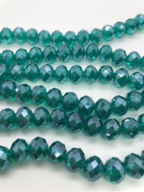 Cyan Faceted Rondelle Beads Pearl Luster Plated, 10x8mm, 8x6mm, 6x5mm, 405