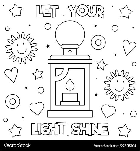 Let Your Light Shine Coloring Page Black Vector Image