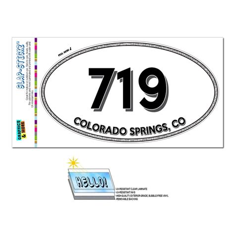 719 Colorado Springs Co Colorado Oval Area Code Sticker