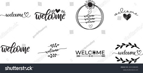Welcome Card Bannerbeautiful Greeting Scratched Calligraphy Stock