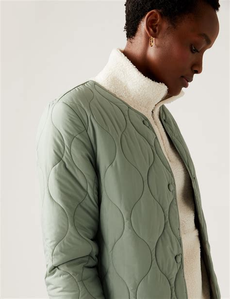 Recycled Quilted Collarless Puffer Jacket Mands Pl