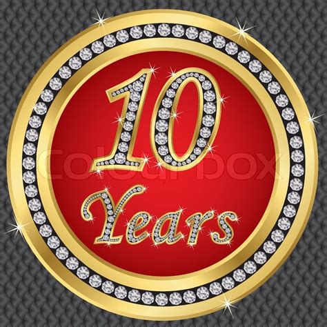Send greetings to your children or grandchildren with a very specific card for a birthday (10 years old). 10 years anniversary, happy birthday ... | Stock vector ...