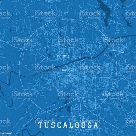 Tuscaloosa Al City Vector Road Map Blue Text Stock Illustration