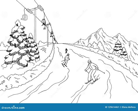 Skiing In The Mountains Vector Illustration That Promotes Recreation
