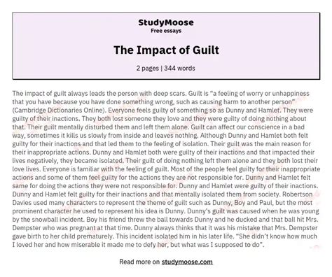 The Impact Of Guilt Free Essay Example