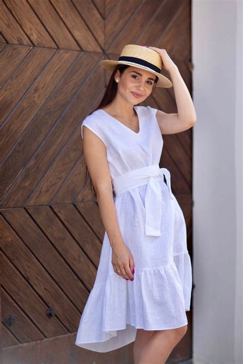 White Linen Dress Pure Linen Dress Boho Dress Summer Dress Etsy
