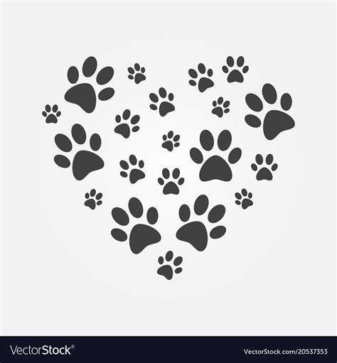 Heart With Icons Of Dog Paw Prints Royalty Free Vector Image