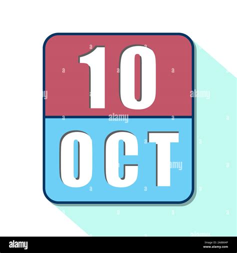 October 10th Day 10 Of Month Simple Calendar Icon On White Background
