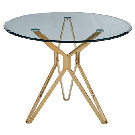 Artisan Furniture Liesl 39 Round Glass Dining Table With Gold Chrome Base