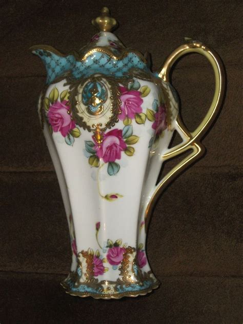 Nippon Porcelain Chocolate Pot With Flowers Porselein Theetijd
