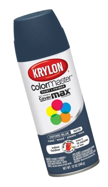 Krylon Colormaster Paint And Primer Satin Oxford Blue Spray Enamel
