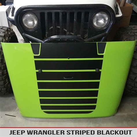 Jeep Wrangler Striped Hood Blackout