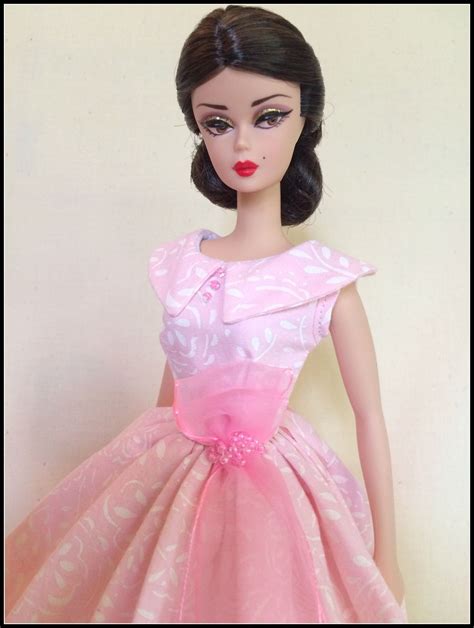 Handmade Dress For Silkstone Barbie By Gina Pastel Pink And White