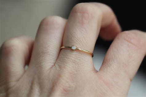 14k Gold Tiny Diamond Ring Diamond Ring Dainty Ring Small Diamond