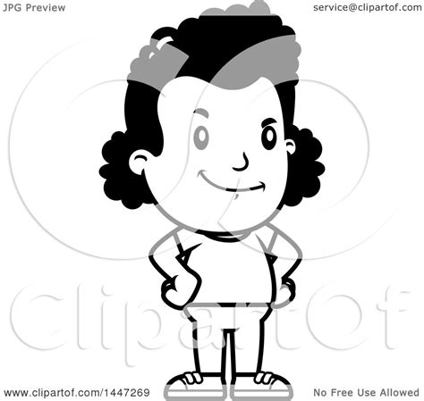 Clipart Of A Retro Black And White Proud African American Girl