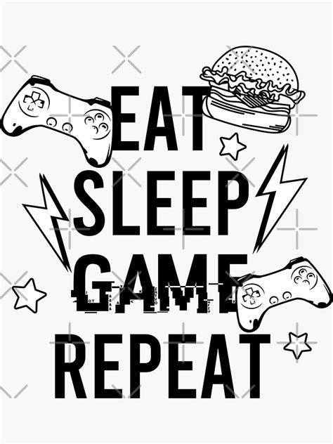 Eat Sleep Game Repeat Sticker For Sale By Adelda19 Redbubble