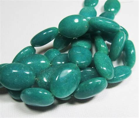 Loose Gemstone Beads Jade Beads 13x18mm Ovals Teal By Beadparty