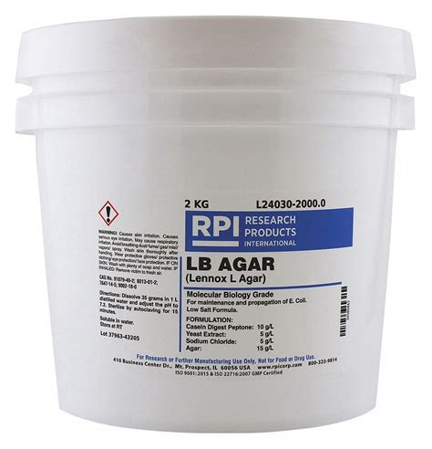 Rpi Lb Agar Powder Lennox L Agar 2 Kg Container Size Powder