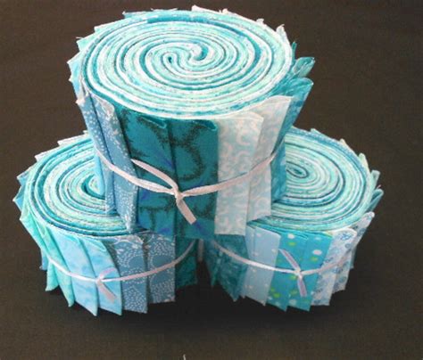 Aqua Teal Quilt Fabric Strips Jelly Roll Fabric Strips Etsy