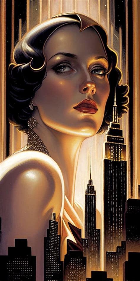 Alberto Salerno Art Deco Manhattan Beauty Art Deco Paintings Art