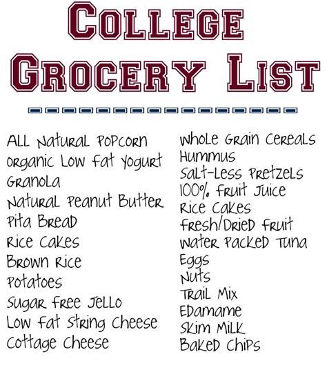 Eating Healthy In College College Grocery Healthy College Grocery