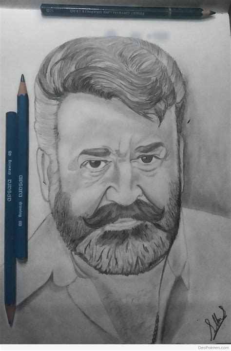 Wonderful Pencil Sketch Of Mohanlal | DesiPainters.com