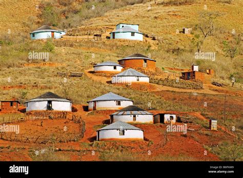 Traditional Round Huts Or Rondavels Of The Zulu People In In Lalani