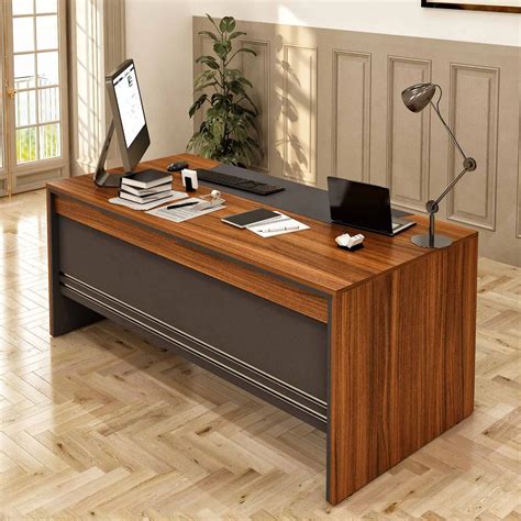 Arya Modern Home Office Furniture Desk Rustic Brown Black