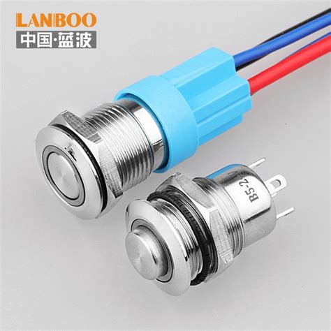Lanboo 12mm Metal Waterproof Momentary Small Push Button Switch In
