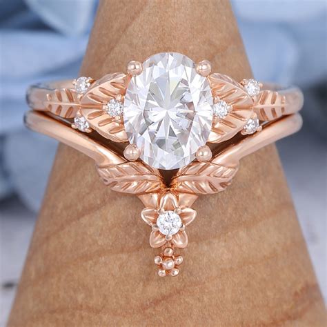 Pear Shaped Morganite Engagement Ring Set Rose Gold Bridal Anniversary