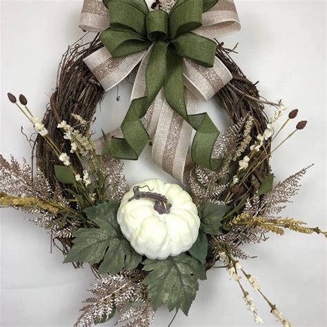Elegant White Pumpkin Fall Grapevine Wreath | Etsy | Fall grapevine wreaths, Fall grapevine ...