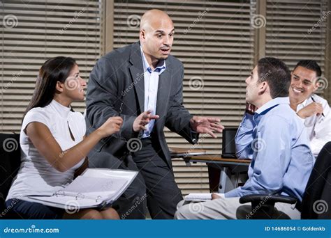Manager Talking With Group Of Office Workers Stock Photo Image Of