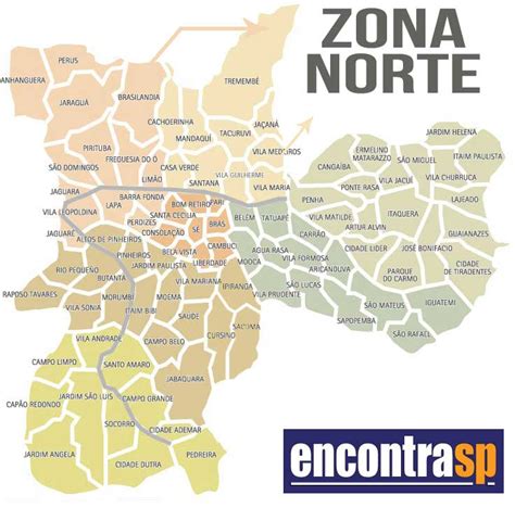 Mapa Zona Norte ZN de SP Encontra São Paulo
