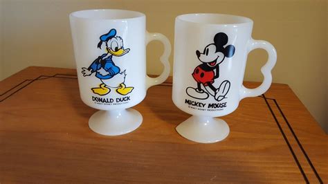 Set Of 2 Vintage Walt Disney Milk Glass Mugs Mickey Mouse And Donald Duck Antique Price Guide