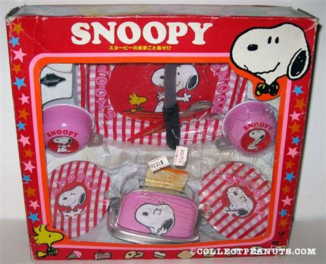 Snoopy And Woodstock Red And Pink Gingham Tea Set And Toaster Peanuts Toys
