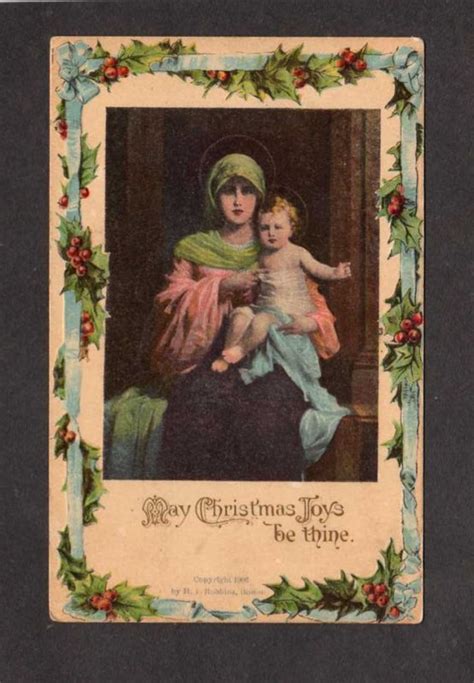 May Christmas Joy Be Thine Greetings Postcard Woman Holding Child H I