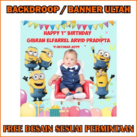 Jual Backdrop Spanduk Banner Flexi Birthday Hiasan Dinding Ulang