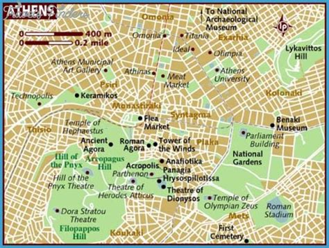 Athens Map Tourist Attractions Travelsfinderscom