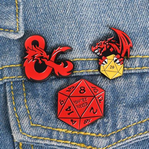 Dungeons And Dragons Brooches D And D Enamel Pins Twenty Sided Lapel Pins
