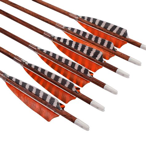 30 Red Wood Camo Carbon Arrows Turkey Feather Spine 400 Archery