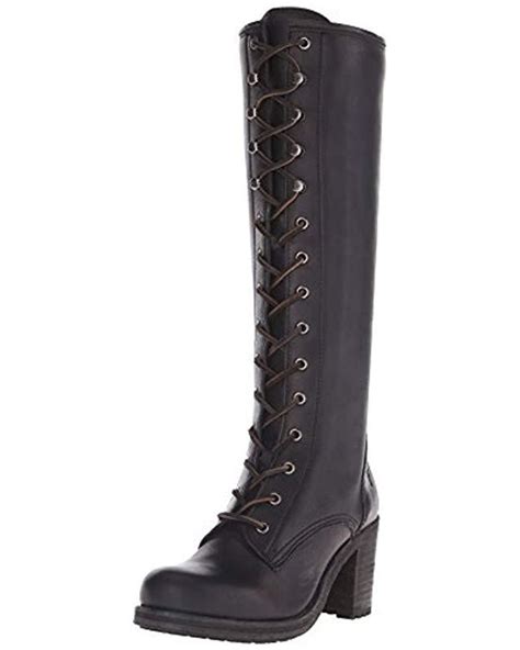 Frye Karen Lace Up Tall Combat Boot In Black Lyst