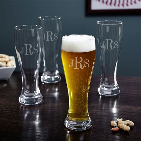 Monogrammed Pilsner Beer Glasses Set Of 4