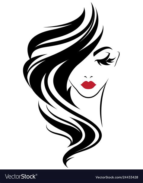 Women Long Hair Style Icon Logo Women Face Vector Image My Xxx Hot Girl