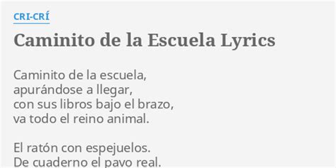 Caminito De La Escuela Lyrics By Cri CrÍ Caminito De La Escuela