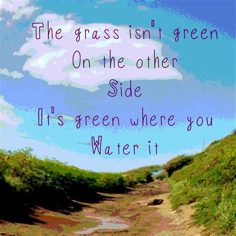 The Grass Isnt Greener On The Other Side Its Green Where You Water