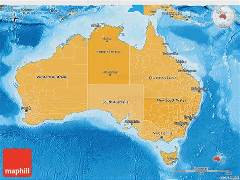 Political Shades 3d Map Of Australia