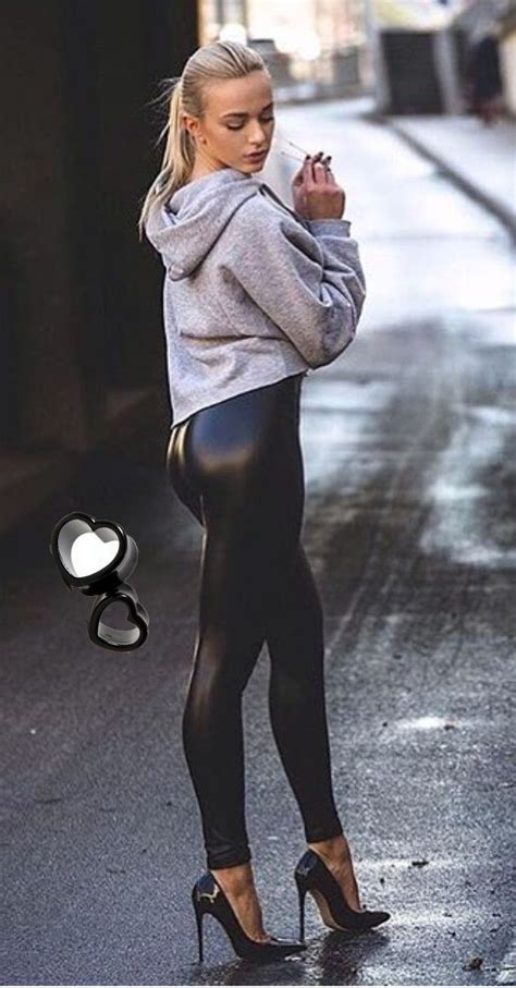 Pin By Tim On Women S Fashion In Outfits With Leggings Wet Look Leggings Shiny Pants